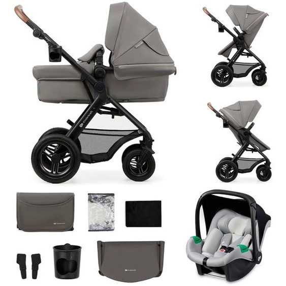 Poussette 3 En 1 Kinderkraft Moov 2 Air Avec Siège 2 En 1 Transformable, Roues Gonflables Et Mink Pro I-size Inclus Gris