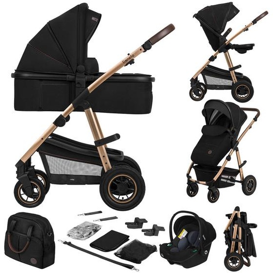 Poussette 3en1 Amber Jusqu’à 22 Kg Avec Nacelle, Siège-auto, Sac Et Accessoires Black Onyx
