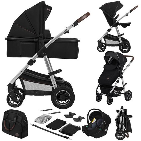 Poussette 3en1 Amber Jusqu’à 22 Kg Avec Nacelle, Siège-auto, Sac Et Accessoires Black Silver