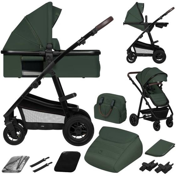 Poussette 3en1 Amber Jusqu’à 22 Kg Avec Nacelle, Siège-auto, Sac Et Accessoires Green Forest