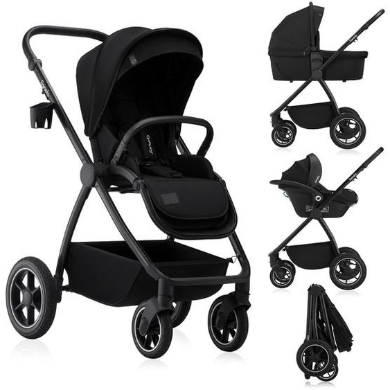 Poussette 3en1 Meril Jusqu’à 22 Kg Avec Nacelle, Siège-auto, Sac Et Accessoires Black Onyx