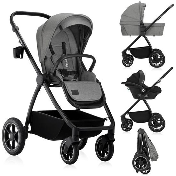 Poussette 3en1 Meril Jusqu’à 22 Kg Avec Nacelle, Siège-auto, Sac Et Accessoires Grey Stone