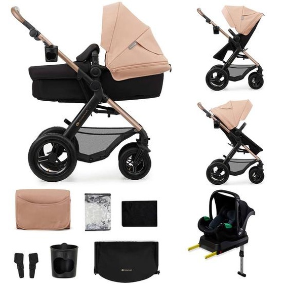 Poussette 4 En 1 Kinderkraft Moov 2 Air Avec Siège 2 En 1 Transformable, Roues Gonflables Et Travel System Beige