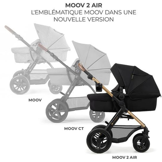 Poussette 4 En 1 Kinderkraft Moov 2 Air Avec Siège 2 En 1 Transformable, Roues Gonflables Et Travel System Noir