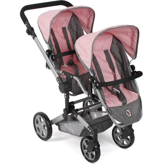 Poussette De Poupée Linus Duo Rose Et Gris
