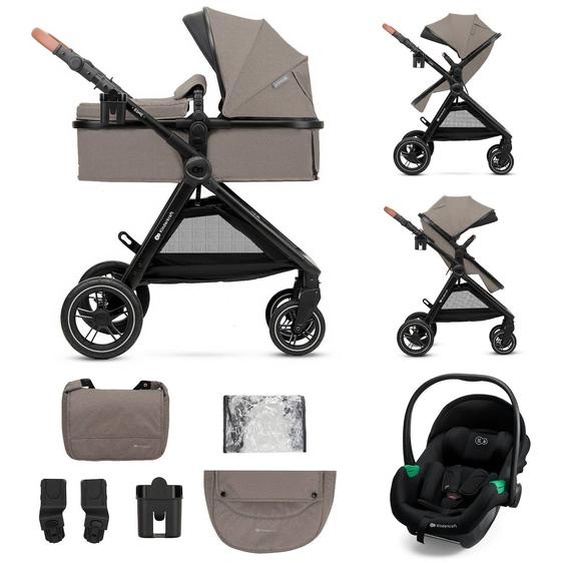 Poussette Esme Pro 3 En 1 Avec Siège Auto Mink Pro I-size, Travel System, Pliage Compact Et Roues Tpe Amorties Beige