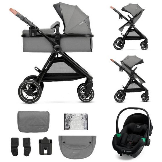 Poussette Esme Pro 3 En 1 Avec Siège Auto Mink Pro I-size, Travel System, Pliage Compact Et Roues Tpe Amorties Gris