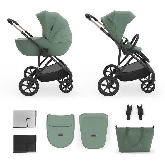 Poussette Évolutive 2 En 1 Suspension Améliorée Pour Enfants À 22 Kg Vert Foncé