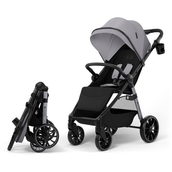Poussette Grande 2 Avec Grandes Roues Amorties, Click&fold Pliage À Une Main, Siège Spacieux, Harnais 5 Points, Arceau De Sécurité, Poignée Réglable, Porte-gobelet, Jusqu’à 22 Kg . Gris