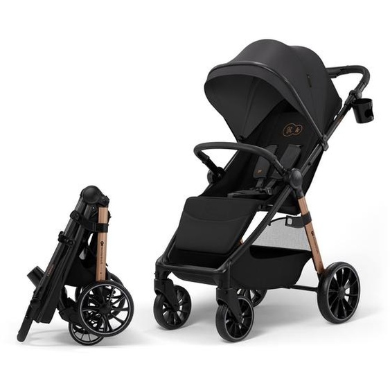 Poussette Grande 2 Avec Grandes Roues Amorties, Click&fold Pliage À Une Main, Siège Spacieux, Harnais 5 Points, Arceau De Sécurité, Poignée Réglable, Porte-gobelet, Jusqu’à 22 Kg . Noir