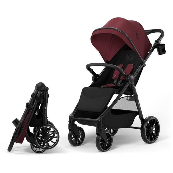 Poussette Grande 2 Avec Grandes Roues Amorties, Click&fold Pliage À Une Main, Siège Spacieux, Harnais 5 Points, Arceau De Sécurité, Poignée Réglable, Porte-gobelet, Jusqu’à 22 Kg . Rouge