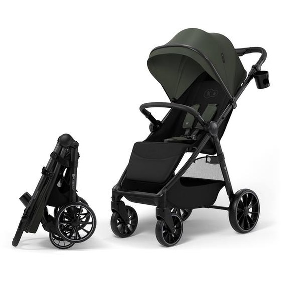 Poussette Grande 2 Avec Grandes Roues Amorties, Click&fold Pliage À Une Main, Siège Spacieux, Harnais 5 Points, Arceau De Sécurité, Poignée Réglable, Porte-gobelet, Jusqu’à 22 Kg . Vert