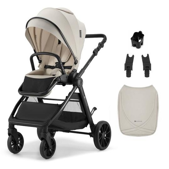 Poussette Kinderkraft Vesto 2 Pliage Avec Assise Installée, Siège Réversible Jusqu’à 22 Kg, Roues 8/11”, Éco-cuir Beige