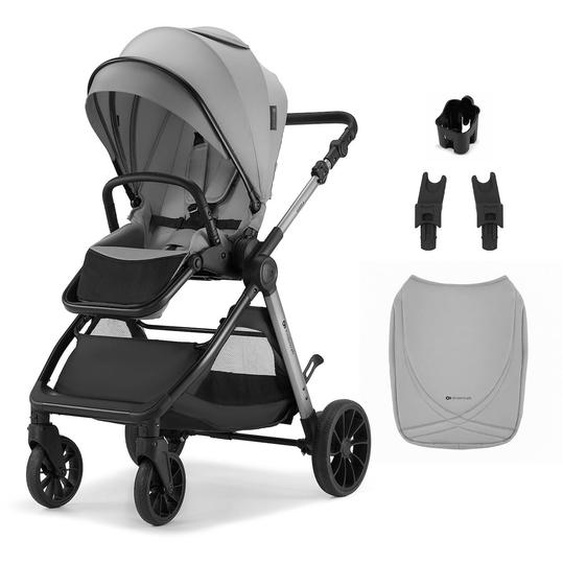 Poussette Kinderkraft Vesto 2 Pliage Avec Assise Installée, Siège Réversible Jusqu’à 22 Kg, Roues 8/11”, Éco-cuir Gris