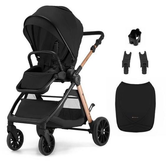 Poussette Kinderkraft Vesto 2 Pliage Avec Assise Installée, Siège Réversible Jusqu’à 22 Kg, Roues 8/11”, Éco-cuir Noir