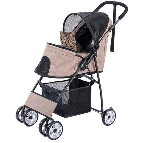 Poussette pliable pour animaux domestiques, design léger et respirant, grand panier de rangement, ABX0027KK