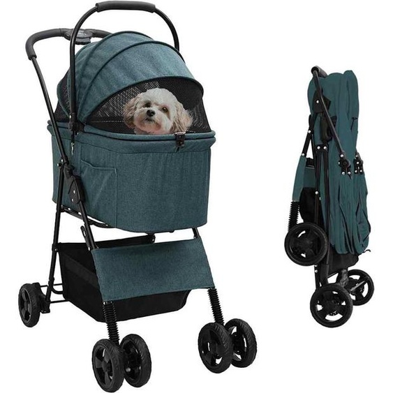 Poussette Pliante pour Animaux Vert 81 x 47 x 99 cm Polyester