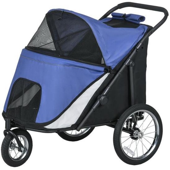 Poussette pliable pour chien avec coussin - Poussette pour chien | Couleur : Bleu | Dimensions : 70x111x97,5 cm