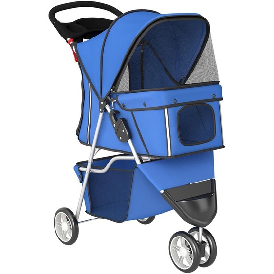 Poussette pliable pour chien, jusquà 10 kg | Couleur : Bleu | Dimensions : 44 x 77 x 102 cm