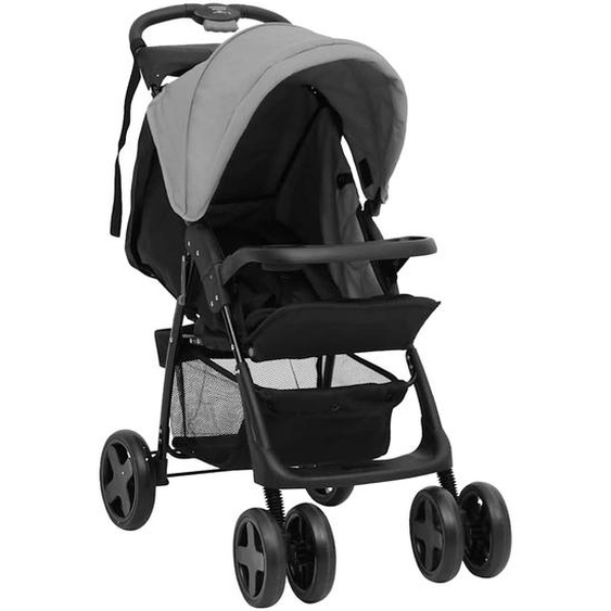 Poussette pour bébé 2-en-1 Gris clair et noir Acier