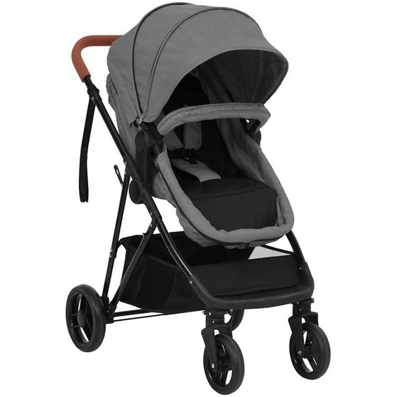 Poussette pour bébé 2-en-1 Gris clair et noir Acier