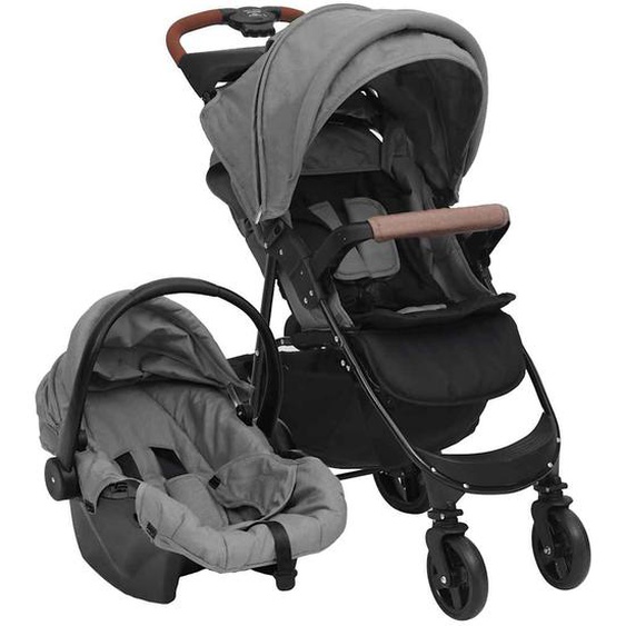 Poussette pour bébé 3-en-1 Gris clair Acier
