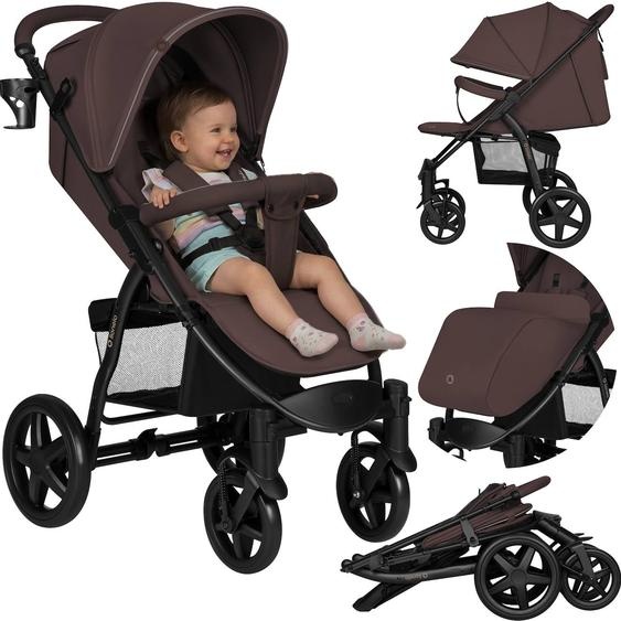 Poussette Tout-terrain Annet Plus Avec Grandes Roues, Amortisseurs Et Accessoires Brown Chocolate