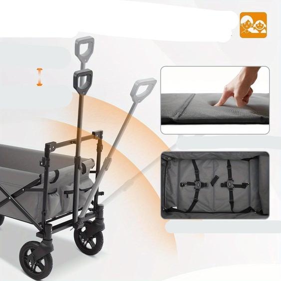 Poussette tout-terrain - Poussette pour enfants - Chariot pliable - Wagon - Chariot robuste - Structure en acier solide - Protection solaire UPF50+