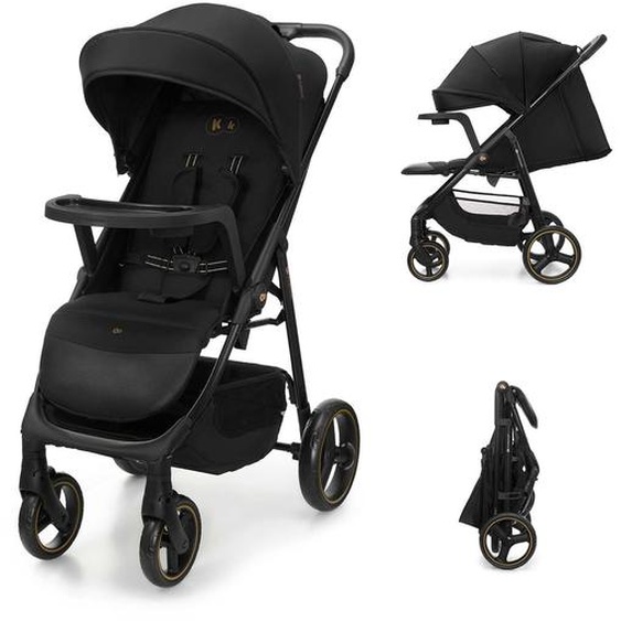 Poussette Trig 3 Tr Avec Plateau Click & Fold, Assise Allongée 91,5 Cm, Roues Pivotantes 360°, Capote Déperlante Noir