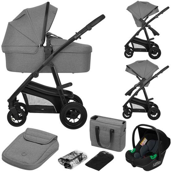Poussette Trio Lionelo Bianka - Jusquà 22kg - Pack Poussette, Nacelle, Siège Auto Et Accessoires Grey Stone
