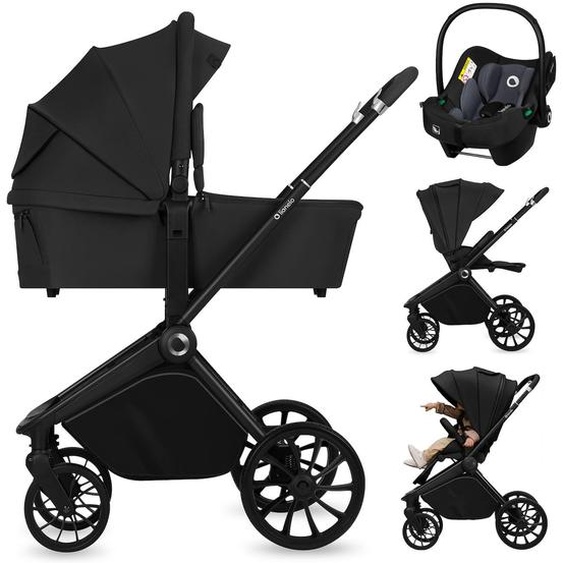 Poussette Trio Mika Plus Jusqu’à 4 Ans Avec Nacelle, Siège-auto Et Accessoires Black Onyx