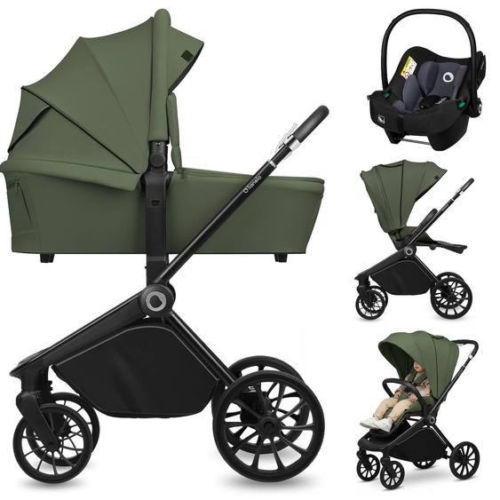 Poussette Trio Mika Plus Jusqu’à 4 Ans Avec Nacelle, Siège-auto Et Accessoires Green Olive