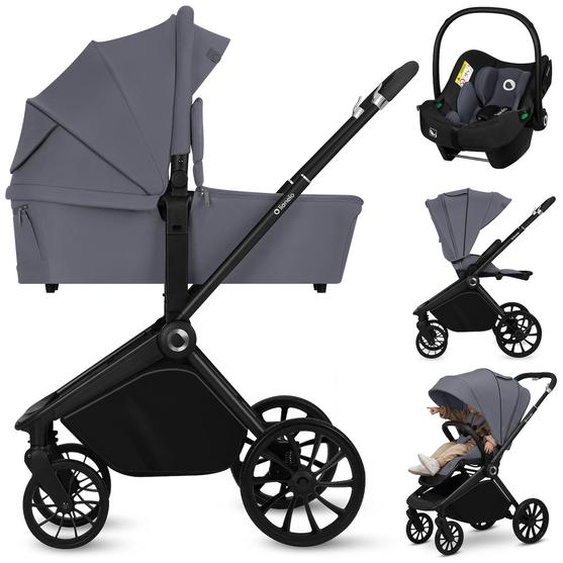 Poussette Trio Mika Plus Jusqu’à 4 Ans Avec Nacelle, Siège-auto Et Accessoires Grey Stone