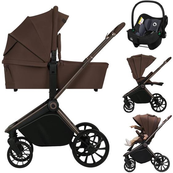 Poussette Trio Mika Plus Jusqu’à 4 Ans Avec Nacelle, Siège-auto Et Accessoires Mocha Mousse
