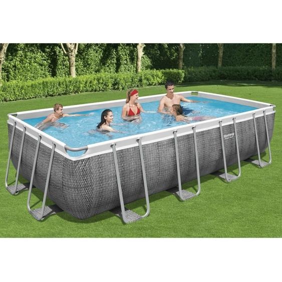 Power Steel™ Frame Pool Kit complet, rectangulaire, avec pompe de filtration, échelle de sécurité & bâche 549 x 274 x 122 cm, Piscine, Natation, Piscines