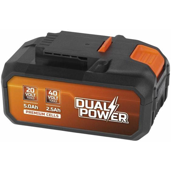Powerplus - Batterie Dual Power 2,5 Ah et 5,0 Ah de 2x20 v POWDP9037 - pour Outils de Bricolage sans Fil de 20 v et 40 v - led dIndication de