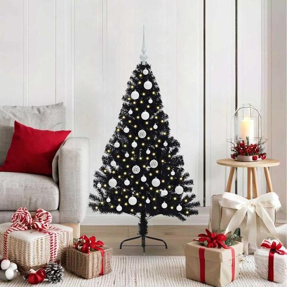 Pratique Arbre de Noël artificiel pré-éclairé Noir 120 cm PVC - Arbres de Noël artificiels ,mobilier design 4674399 2parcel
