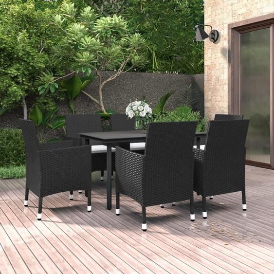 Pratique ensemble de meubles de jardin Balcon Set 7-pièces salon de jardin avec coussins en poly rotin et verre - meubles de jardin ,meubles design 9053664 3parcel