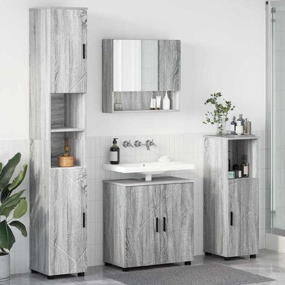Pratique ensemble de meubles de salle de bains avec porte 4 pcs Gris Sonoma 61 x 35 x 64 cm - Armoires de toilette ,meubles design 9419088 4parcel