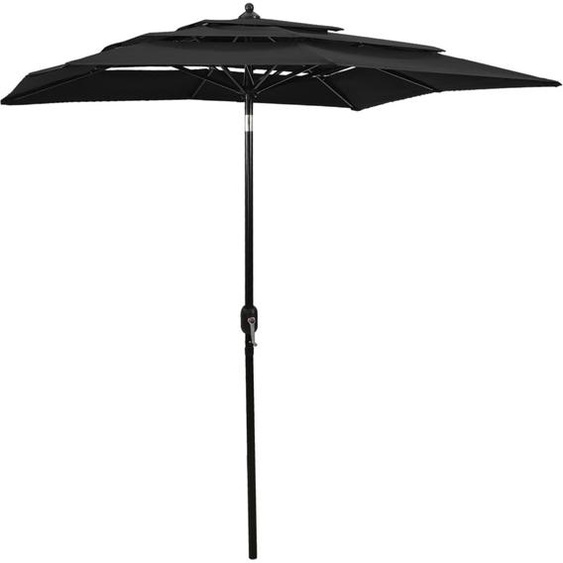 Pratique parasol avec mât en aluminium 3-plis noir 2x2 m - Parasols ,design mobilier 3348967 1parcel