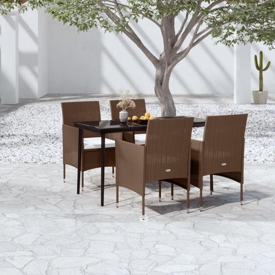 Pratique salon de jardin 5 pièces avec coussins Marron et Noir |Set de jardin classique Salon 5447422