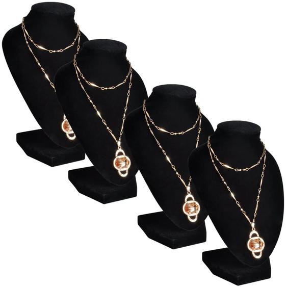 Présentoir buste dexposition pour colliers en flanelle 4 pcs