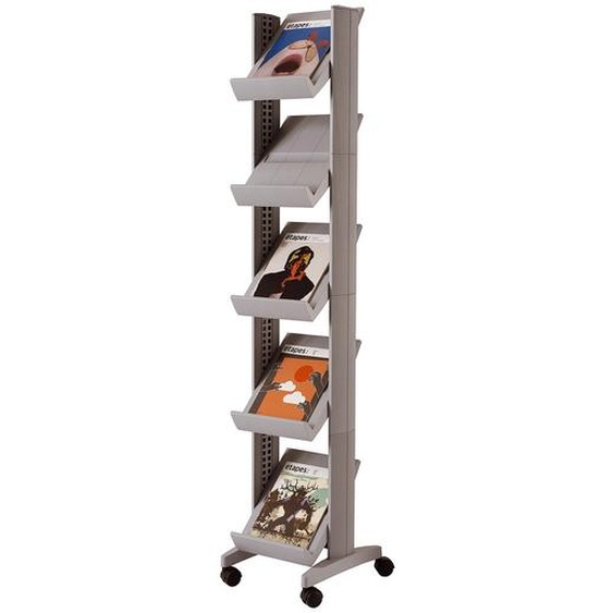 Présentoir mobile Compact easyDisplays sur roulettes PAPERFLOW - 5 cases - Coloris aluminium