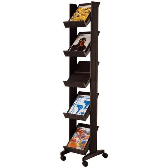 Présentoir mobile Compact easyDisplays sur roulettes PAPERFLOW - 5 cases - Coloris Noir