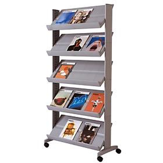 Présentoir mobile Large easyDisplays PAPERFLOW - 15 cases - Coloris aluminium