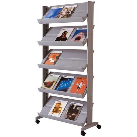 Présentoir mobile Large easyDisplays sur roulettes PAPERFLOW - 15 cases - Coloris aluminium
