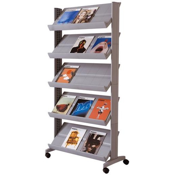 Présentoir mobile Large easyDisplays sur roulettes PAPERFLOW - 15 cases - Coloris aluminium