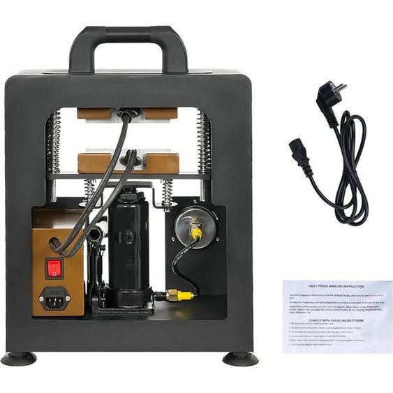 Presse hydraulique à chaud, double plaque chauffante, pression de 5 tonnes, noire