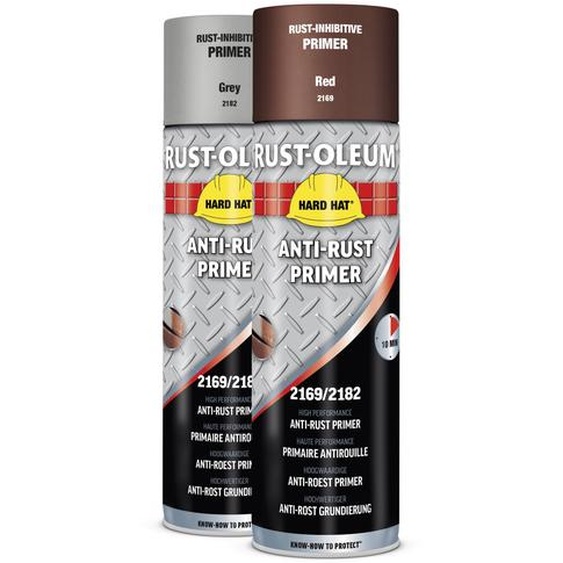 Primaire antirouille Hard Hat® brun rouge 500ml - RUST-OLEUM - 2169