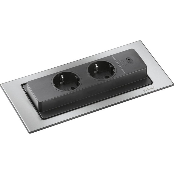 Prise à encastrer Evoline BackFlip, prise de cuisine double, USB C